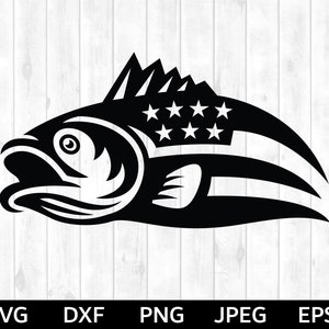Visvlag SVG, Vissen SVG, Fishing America, Bass SVG