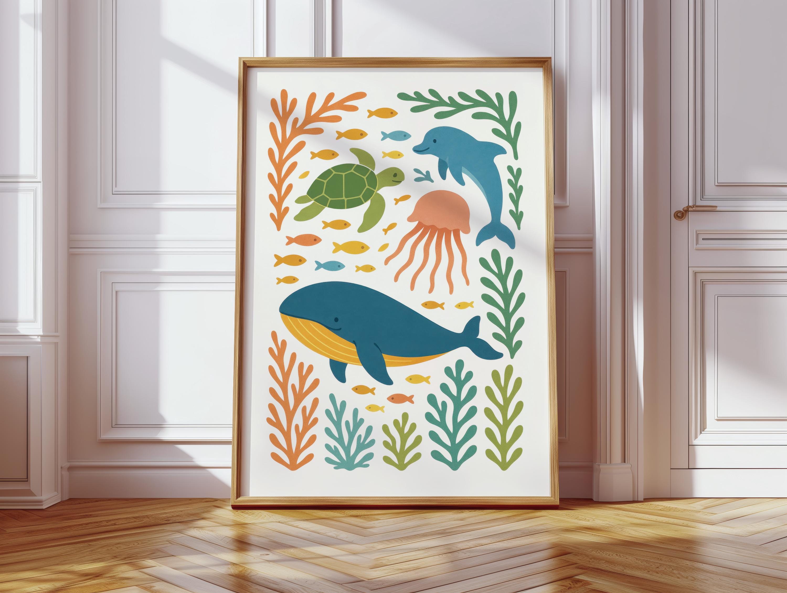 Ocean Wildlife Kids Art Print – Under the Sea Animal Poster on Matte ...