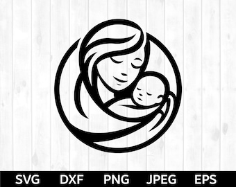 Madre e bambino SVG, Festa della mamma SVG, Mamma SVG, Silhouette mamma e File di taglio Cricut, ClipArt mamma