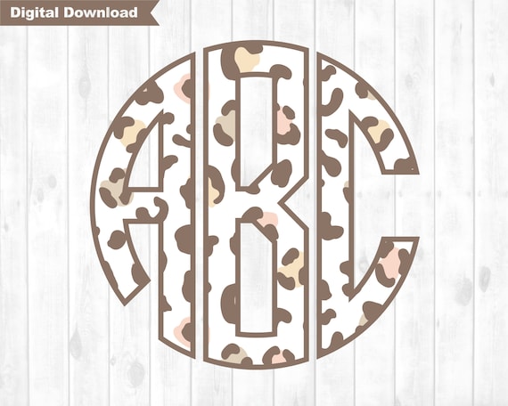 Leopard Monogram PNG, Monogram PNG for Sublimation, Circle Monogram PNG, Animal Print Monogram,