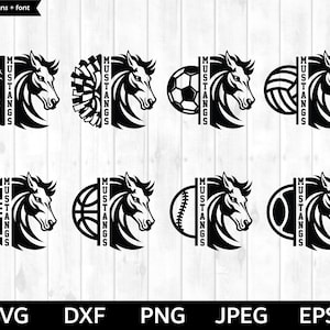 Mustangs Sports Bundle SVG, Mustangs SVG, Sports cut file, Sports Silhouette & Cricut Cut File, Sports Bundle
