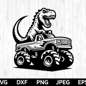 Dinosaurier reiten Monstertruck SVG, Dinosaurier reiten Monstertruck Silhouette & Cricut Cut File, Dinosaurier reiten Monstertruck Clip Art