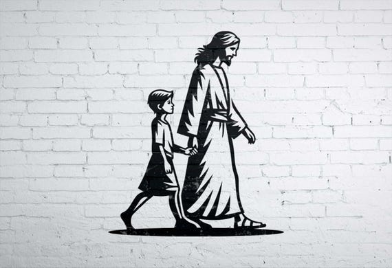 Jesus Walking With Children Clipart