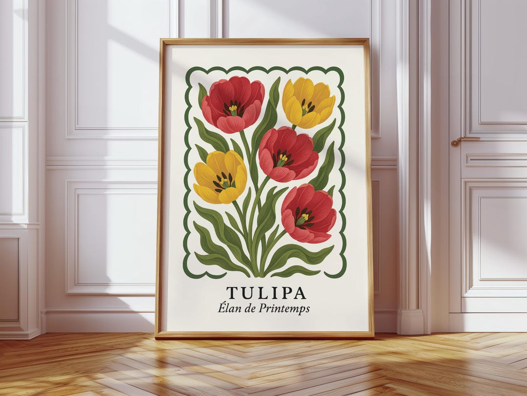 Tulip Botanical Art Print – Vintage French Floral Poster on Matte Paper ...