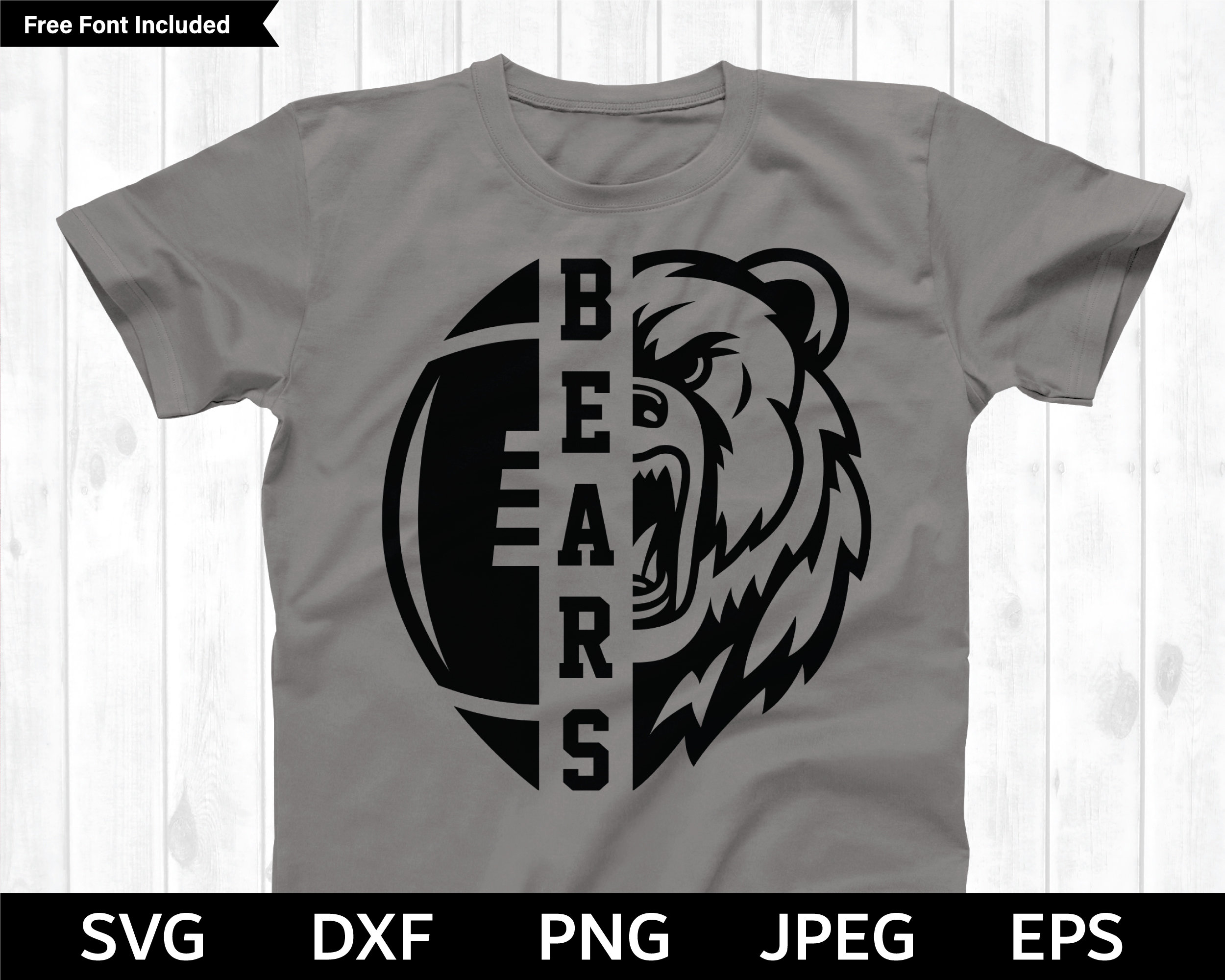 Bears Football SVG, Bears SVG, Football cut file, Football Silhouette & Cricut Cut File, Bears Football