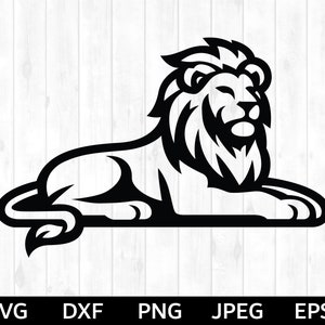 Lion SVG, svg mascotte Lion, Lion assis svg, Silhouette de Lion et fichier de coupe Cricut, clipart Lion