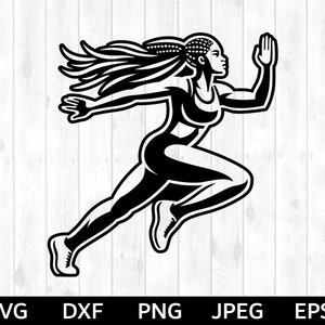 SVG de atletismo feminino, SVG de trilha, svg de trilha de Black Girl, arquivo de corte de trilha, silhueta de trilha e arquivo de corte Cricut