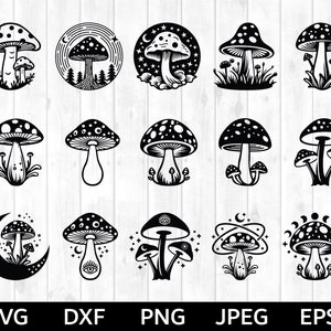 Mushrooms SVG Bundle, Celestial Mushrooms Svg, Mushrooms Cut File, Boho Mushroom svg,  Svg Files for Cricut