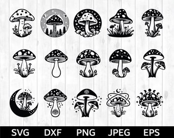 Mushrooms SVG Bundle, Celestial Mushrooms Svg, Mushrooms Cut File, Boho Mushroom svg,  Svg Files for Cricut