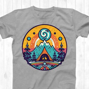 Camping psicodélico Png / Campamento al aire libre / Camping Png / Sublimación Png / Hongos mágicos Png / Arte psicodélico / Descarga instantánea /
