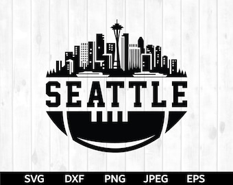 Seattle football skyline SVG, Seattle football png, Seattle football Silhouette & Cricut Cut File, Seattle football clip art