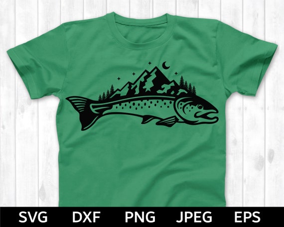Fish and Trees SVG, Trout SVG, Fishing SVG, Trout Fishing, Fish