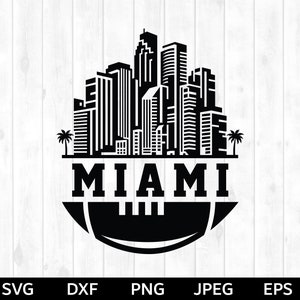 Miami football skyline SVG, Miami football png, Miami football Silhouette & Cricut Cut File, Miami football clip art