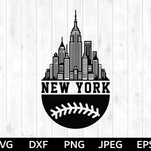 Horizon de baseball de New York SVG, png de baseball de New York, Silhouette de baseball de New York et fichier de coupe Cricut, clipart de baseball de New York
