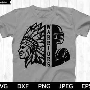 Warriors Football SVG, Warriors SVG, Football cut file, Football Silhouette & Cricut Cut File, Warriors Football