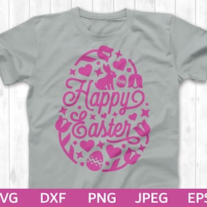 Joyeux SVG de Pâques, Oeuf de Pâques SVG, Lapin de Pâques SVG, Bunny Cut File