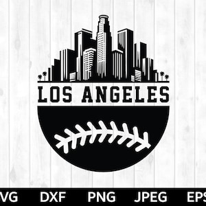 Los Angeles baseball skyline SVG, Los Angeles baseball png, Los Angeles baseball Silhouette & Cricut Cut File, Los Angeles baseball clip art