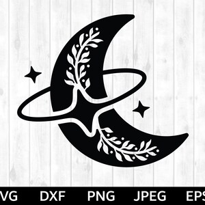 Lune et étoiles SVG, Celestial Moon SVG, Celestial Stars SVG, Moon Cut File
