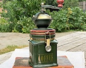 Coffee grinder London Pottery David Birch, ceramic pot, coffee box with lid, green container, Great Britain, jar with lid