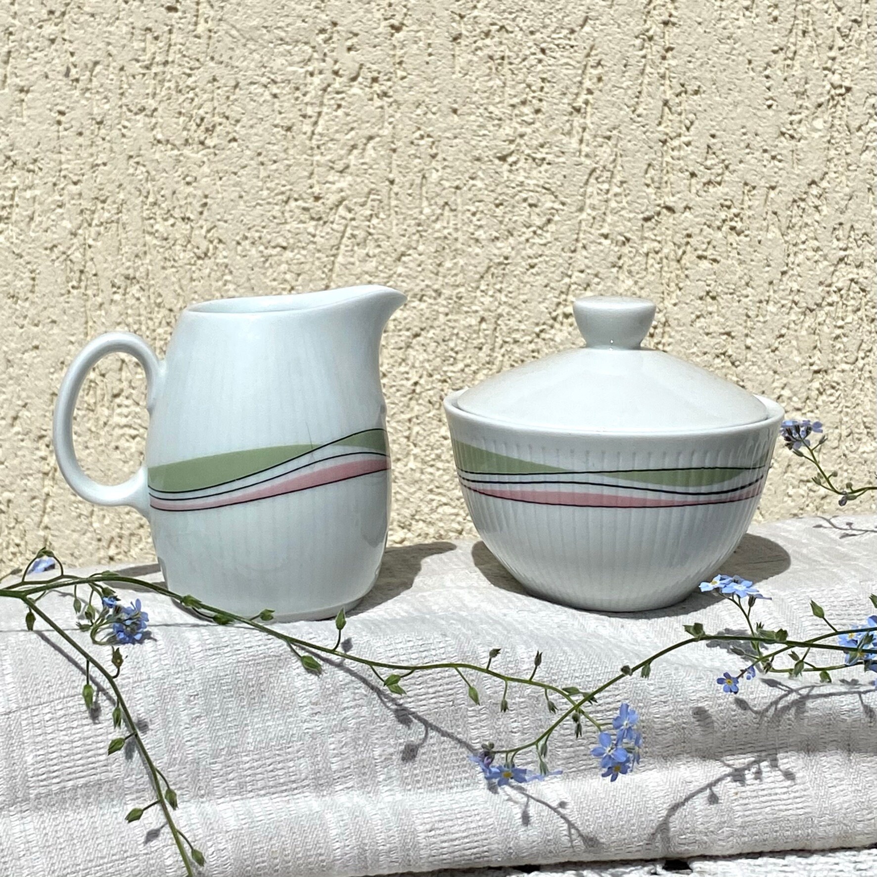Cream and sugar set creamer pitcher sugar bowl with lid Etsy
