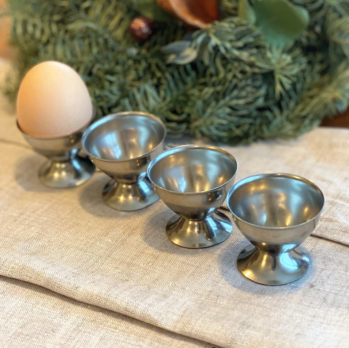 Egg cups set of 4 metal egg holder breakfast tableware egg Etsy