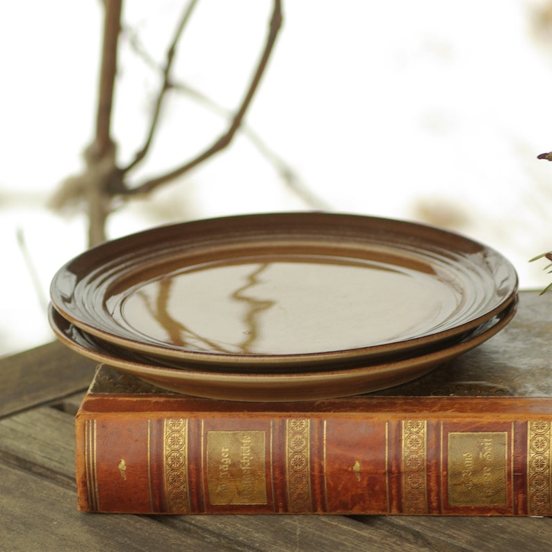 ceramic brown plate for salad dessert Scandinavian H\u00f6gan\u00e4s Keramik stoneware plates made in Sweden rustic pottery Grand series
