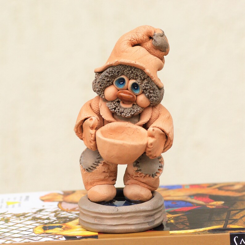 Gnome Ceramic pottery gnome figurine small sculpture for Etsy