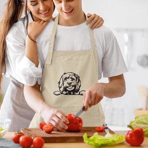 Regalo para papá perro Cavapoo Delantal de cocina para amantes de las mascotas Protección de cocina Delantal de algodón para hornear Regalo de Navidad Perro Doodle Regalo del Día del Padre Ropa artesanal