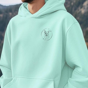 Blue heeler clothing Heeler mom gift Heeler dad gift Birthday gift for dog lover Christmas gift dog owner Minimalist pet art Light teal hoodie