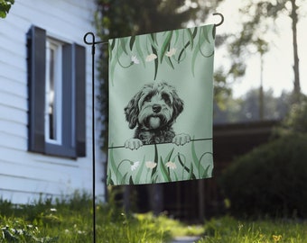 Outdoor garden flag with Cockapoo design decorative yard flag for dog lovers pet owner gift idea for home garden and outdoor patio