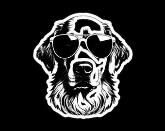 B&W Golden retriever in shades