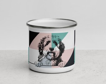 Aussiedoodle Sheepadoodle Aussiepoo Sheep dog Enamel Mug