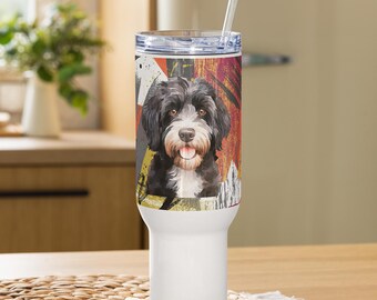 Sheepadoodle aussiedoodle portuguese waterdog travel tumbler hot/cold