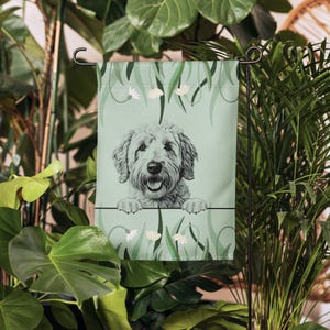 Bandera de jardín al aire libre Diseño de labradoodle Bandera decorativa para el patio para amantes de los perros Linda decoración para mascotas para el jardín y el patio del hogar Idea de regalo para dueños de perros
