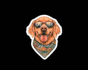 golden retriever red adventure pup sticker
