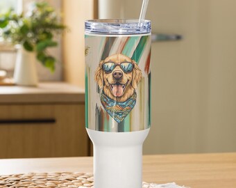 Golden retriever travel tumbler hot/cold