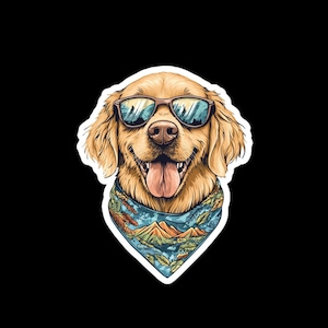 Golden Retriever mountains color sticker