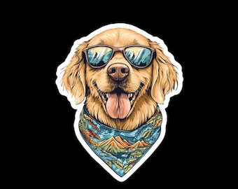 Golden Retriever mountains color sticker