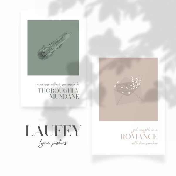 laufey inspired song lyric posters, laufey song lyrics, aesthetic neutral home decor, minimalist room decor