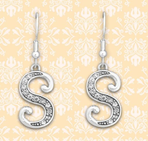 Monogram Initial Earrings CZ- S - image 1
