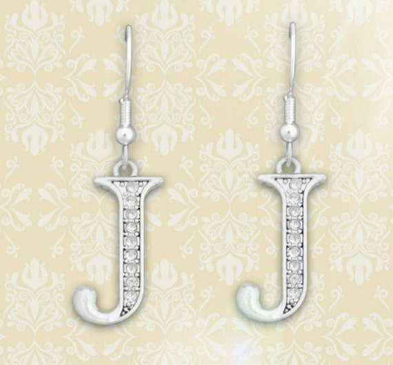 Monogram Initial Earrings CZ- J - image 1