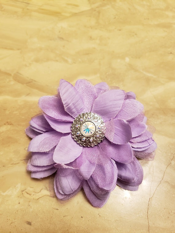 Purple Flower Hair Clip Etsy
