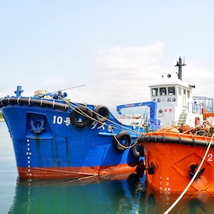 Arte de la pared de Japón - fotografía de Japón - pesca japonesa - fotografía de barco de pesca - impresión de barco de pesca - impresión de barco de camarones - impresión de barco de carga