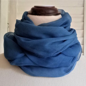 Indigo hand dyed silk georgette scarf