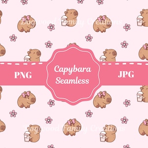 Capybara nahtlose Muster, Capybara nahtlose Datei, Capybara digitales Muster, niedlichen Tier digitaler Download, rosa Capybara Sofort-Download