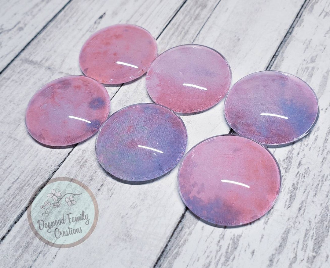 Hand Painted Glass Magnets, Cotton Candy Tie Dye Swirl Magnets