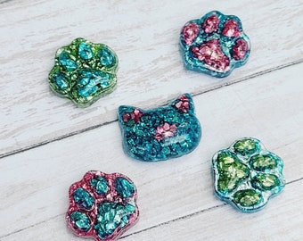 Cat Resin Magnets, Cat Magnets, Pet Magnets, Paw Print Magnets, Animal Magnets, Small Resin Magnets, Petite Magnets, stocking stuffer