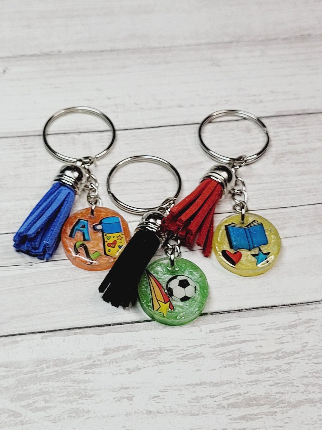 Kids Keychain, Mini Backpack Charm, Soccer, School Resin Keychain - Etsy
