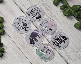 Farmhouse Animal Glass Magnets, Strong Fridge Decor, Set of 6