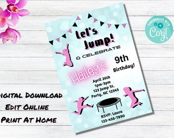 Jump Party Invitation Download, Jump Birthday Invitation, Trampoline Birthday Invitation, Bounce House Birthday Invite, Bouncy House Party